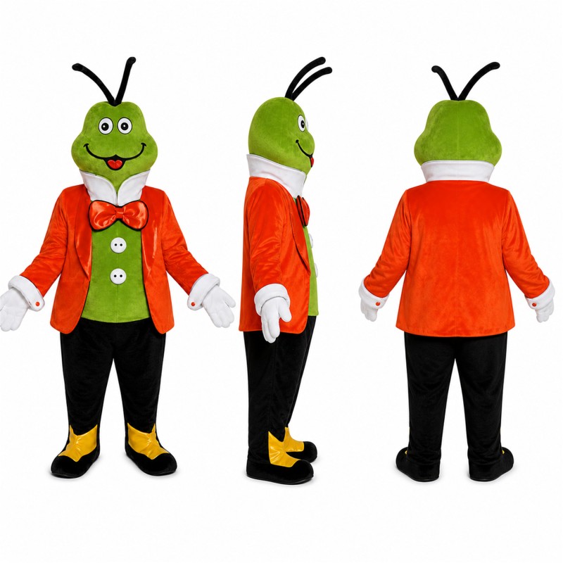 Grasshopper Gentleman Mascot Costume in Green with Red Coat Adult