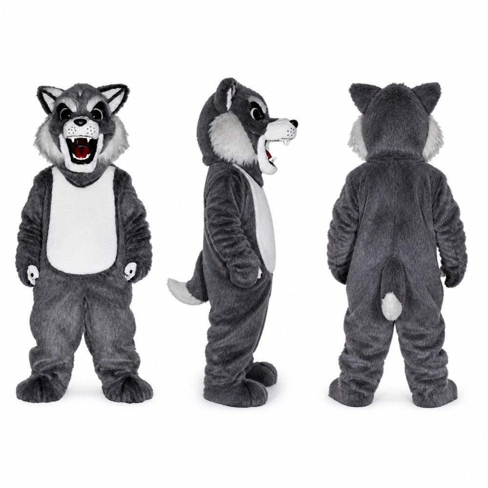 Wolf Mascot Costume in Gray with White Belly Adult Wolf Mascot Costume in Gray with White Belly Adult