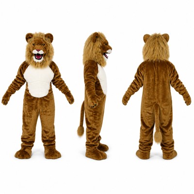Lion Mascot Costume in Tan with White Belly Adult