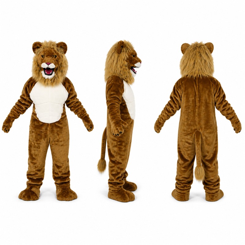 Lion Mascot Costume in Tan with White Belly Adult