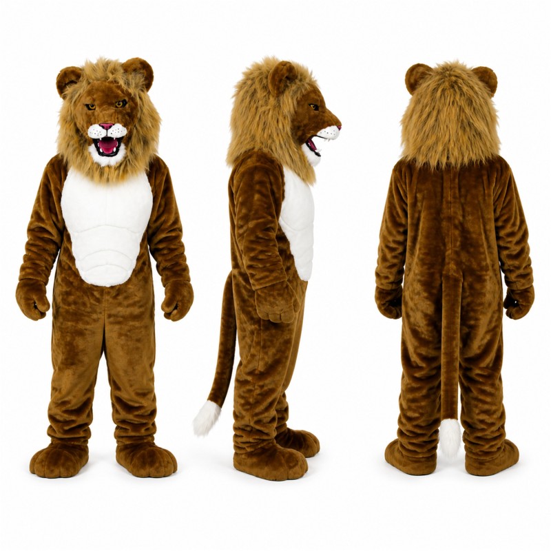 Lion Mascot Costume in Brown with White Belly Adult