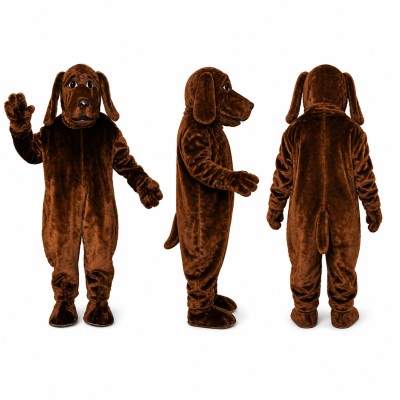Hound Dog Mascot Costume in Dark Brown Adult