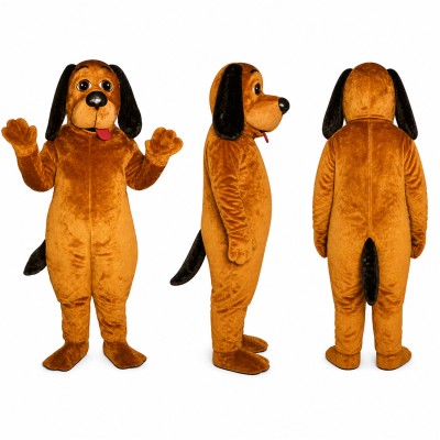 Dog Mascot Costume in Golden Brown with Black Ears Adult