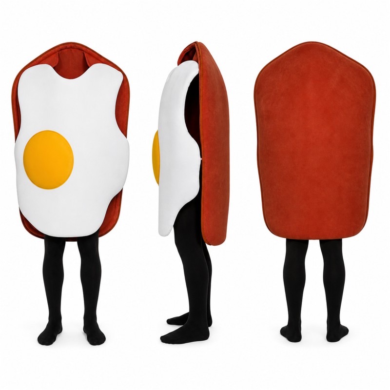 Fried Egg Mascot Costume in White with Yellow Center Adult