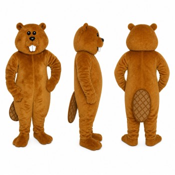 Brown Beaver Mascot Costume with Dark Nose Adult