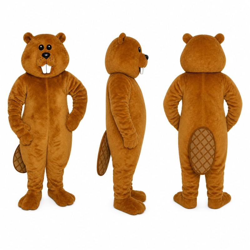 Brown Beaver Mascot Costume with Dark Nose Adult