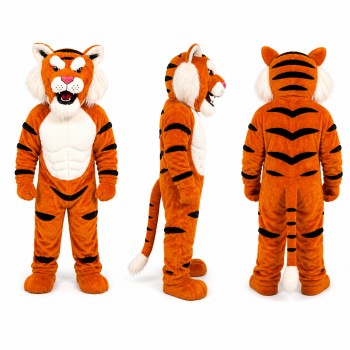 Tiger Mascot Costume in Orange with White Belly Adult