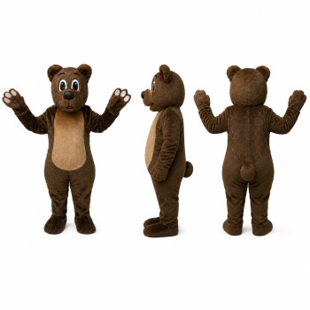 Bear Mascot Costume in Dark Brown with Tan Belly Adult