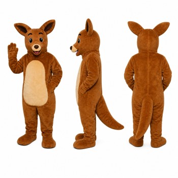 Kangaroo Mascot Costume in Brown with Cream Belly Adult