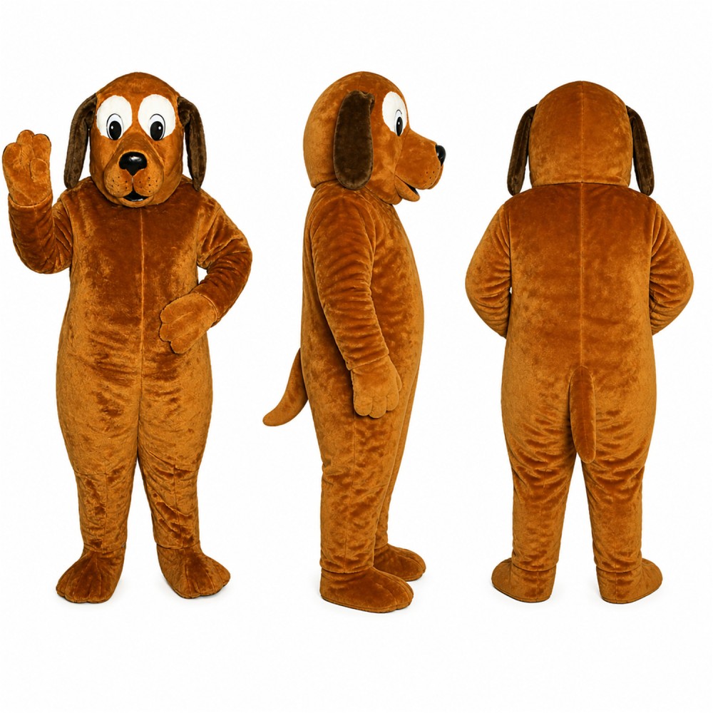 Hound Dog Mascot Costume in Brown with Floppy Ears Adult Hound Dog Mascot Costume in Brown with Floppy Ears Adult
