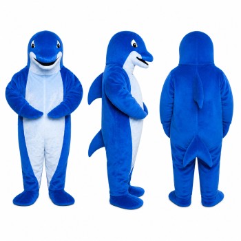 Shark Mascot Costume in Blue and White Adult