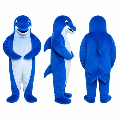 Shark Mascot Costume in Blue and White Adult