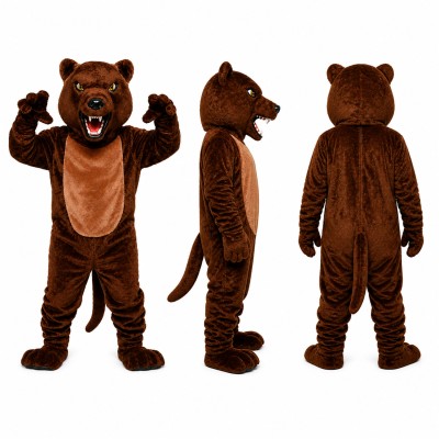 Brown Bear Mascot Costume with Roaring Face Adult
