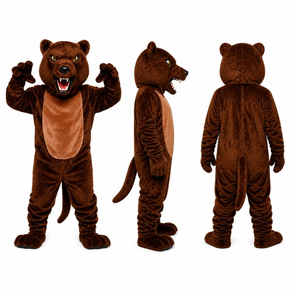 Brown Bear Mascot Costume with Roaring Face Adult