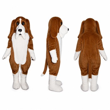Basset Hound Mascot Costume in Brown and White Adult