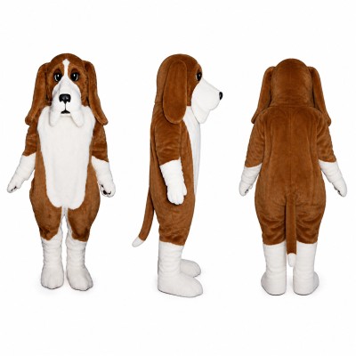 Basset Hound Mascot Costume in Brown and White Adult