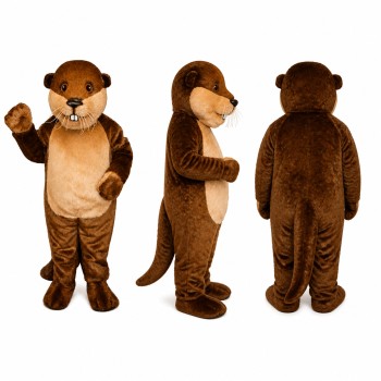 Otter Mascot Costume in Brown with Cream Belly Adult