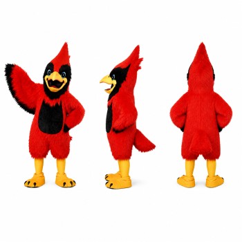 Cardinal Bird Mascot Costume in Red and Black Adult