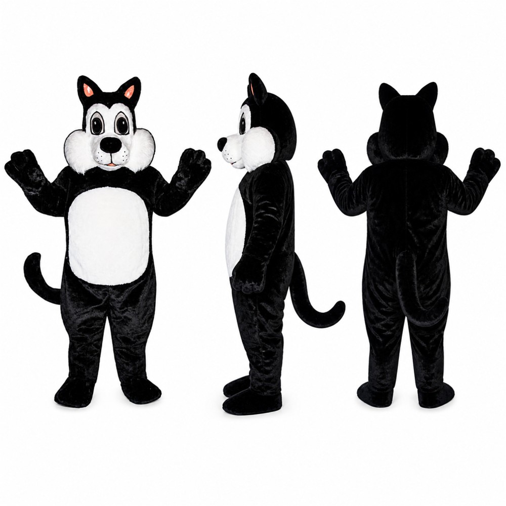 Cat Mascot Costume in Black and White Adult