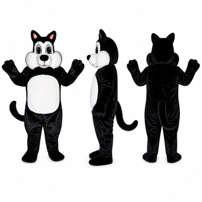 Cat Mascot Costume in Black and White Adult