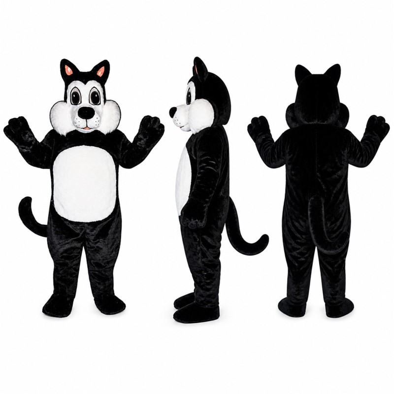 Cat Mascot Costume in Black and White Adult