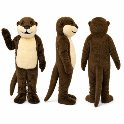 Otter Mascot Costume in Brown with Cream Belly Adult