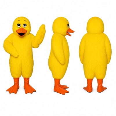 Duck Mascot Costume in Yellow with Orange Feet Adult