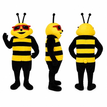 Bee Mascot Costume in Yellow and Black with Sunglasses Adult