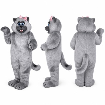 Cat Mascot Costume in Gray with Blue Eyes Adult