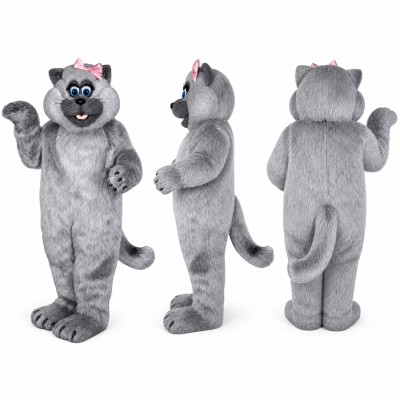 Cat Mascot Costume in Gray with Blue Eyes Adult