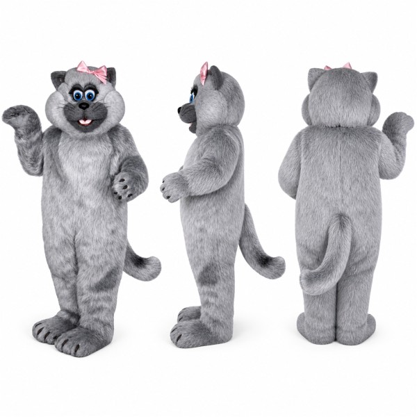 Cat Mascot Costume in Gray with Blue Eyes Adult