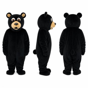 Bear Mascot Costume in Black with Tan Muzzle Adult