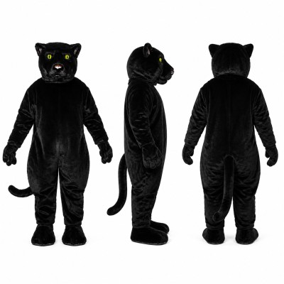 Black Panther Mascot Costume with Green Eyes Adult