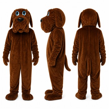 Shaggy Dog Mascot Costume in Brown with Blue Eyes Adult