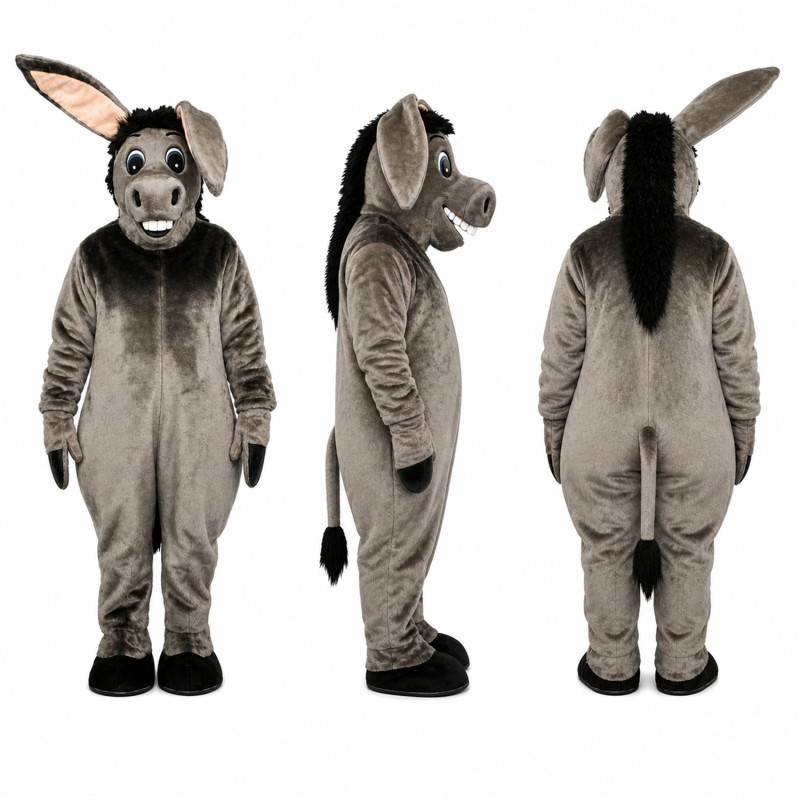 Donkey Mascot Costume in Gray with Long Ears Adult