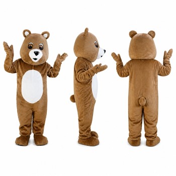 Bear Mascot Costume in Brown with White Belly Adult