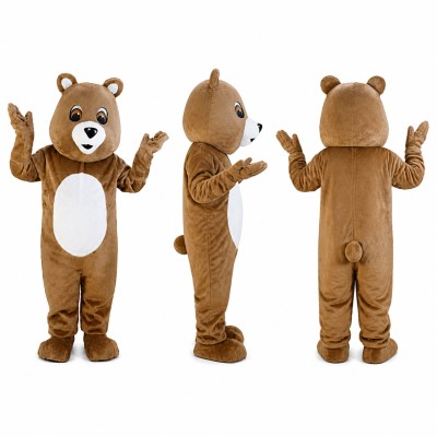 Bear Mascot Costume in Brown with White Belly Adult