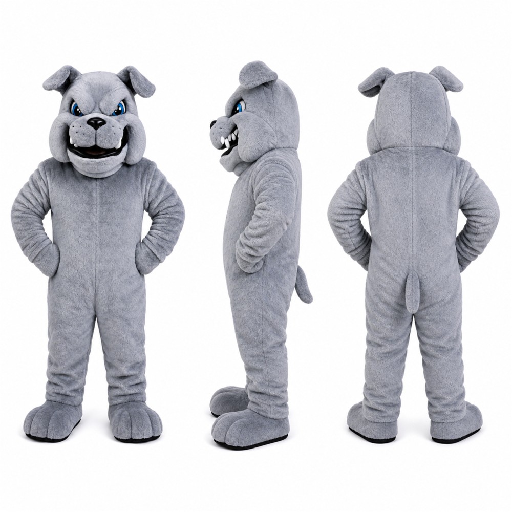 Bulldog Mascot Costume in Gray with Broad Grin Adult Bulldog Mascot Costume in Gray with Broad Grin Adult