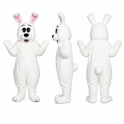 Rabbit Mascot Costume in White with Pink Ears Adult