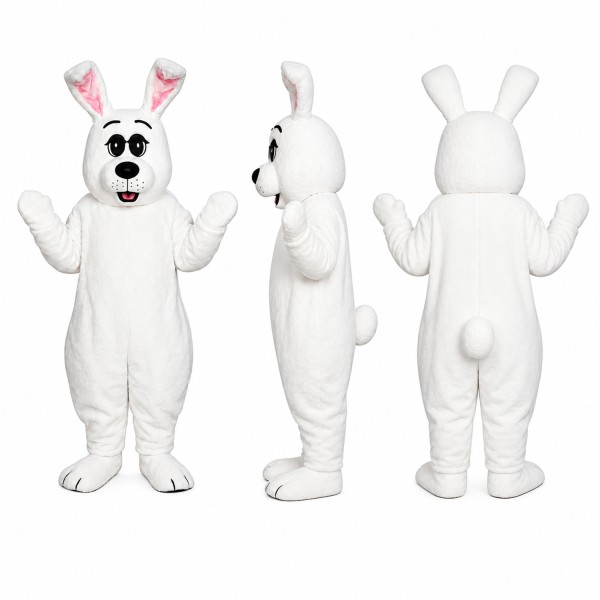 Rabbit Mascot Costume in White with Pink Ears Adult