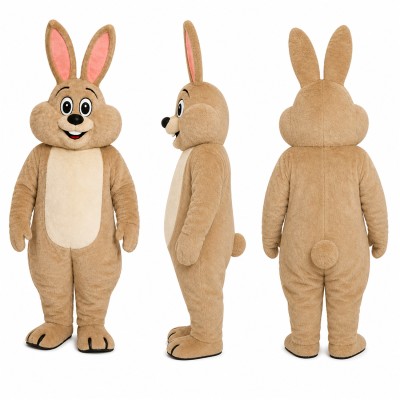 Rabbit Mascot Costume in Tan with Cream Belly Adult