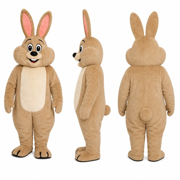 Rabbit Mascot Costume in Tan with Cream Belly Adult