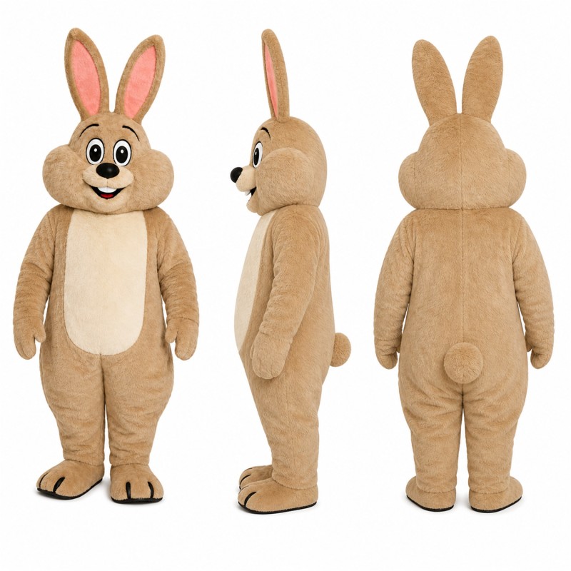 Rabbit Mascot Costume in Tan with Cream Belly Adult