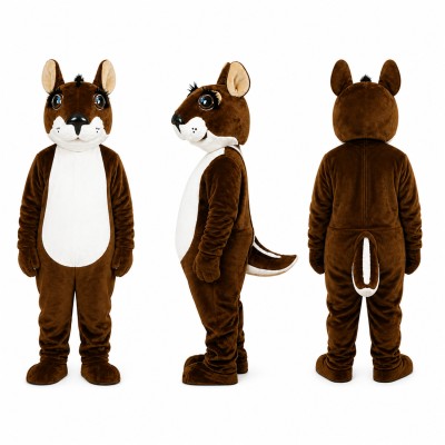 Mouse Mascot Costume in Brown with White Belly Adult