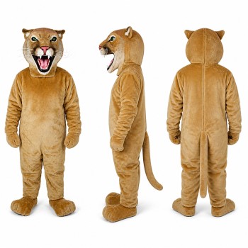 Cougar Mascot Costume in Tan with Roaring Face Adult