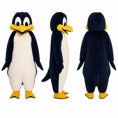 Penguin Mascot Costume in Navy and White Adult