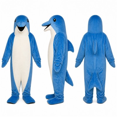 Dolphin Mascot Costume in Blue and White Adult