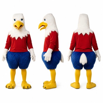 Eagle Mascot Costume with White Head and Red Shirt Adult