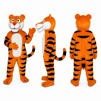 Tiger Mascot Costume in Orange with Black Stripes Adult