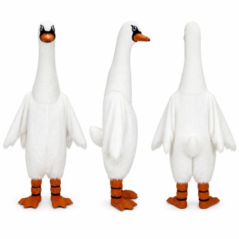Goose Mascot Costume in White with Long Neck Adult